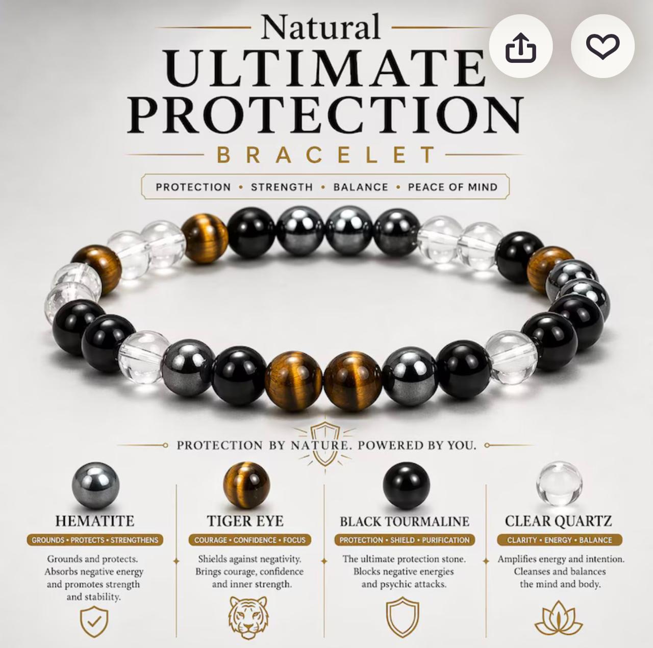 Triple Protection Mala - Black Tourmaline, Hematite and Tiger Eye
